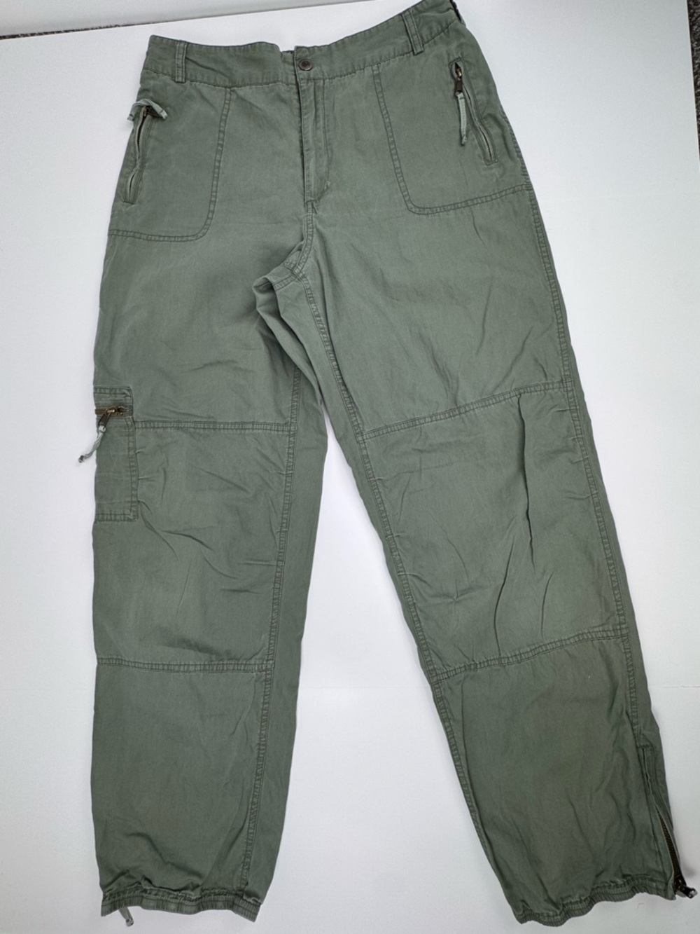 Chadwicks Olive Utility Cargo Pants with Zipper Pockets